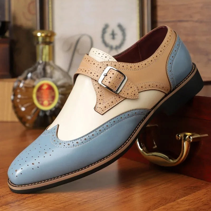 Abraham | Men’s Monk Strap Borgue Wingtip Dress Shoes