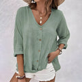 Abril | Women’s Rolled Sleeve V Neck Summer Blouse