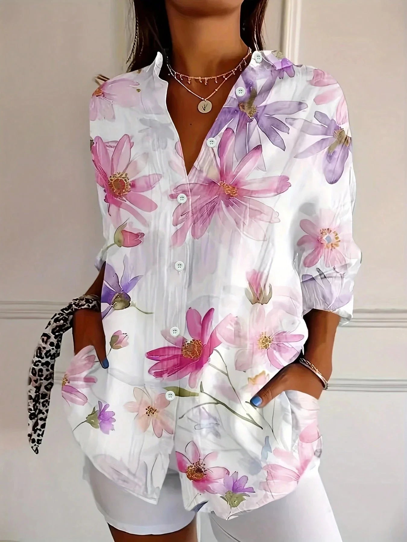 Ada | Women’s Long Sleeve Button Up Floral Blouse