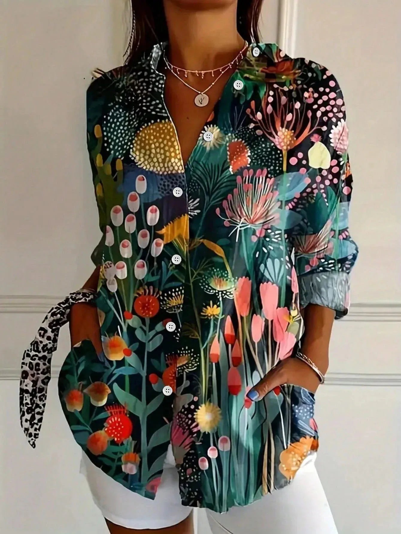 Ada | Women’s Long Sleeve Button Up Floral Blouse