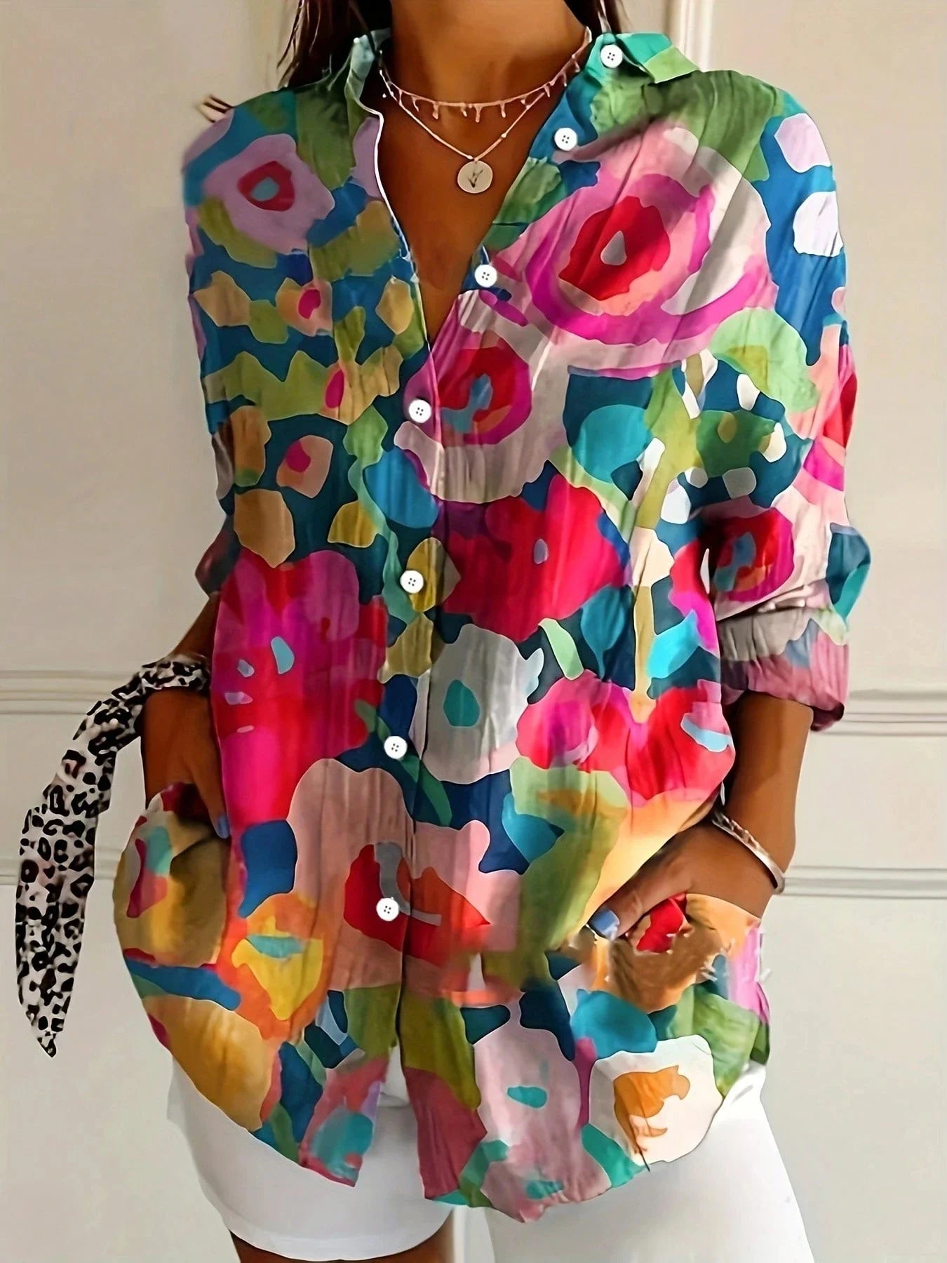 Ada | Women’s Long Sleeve Button Up Floral Blouse