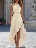 Adaeze | Women’s Asymmetric Halter Neck Flowy Midi Dress