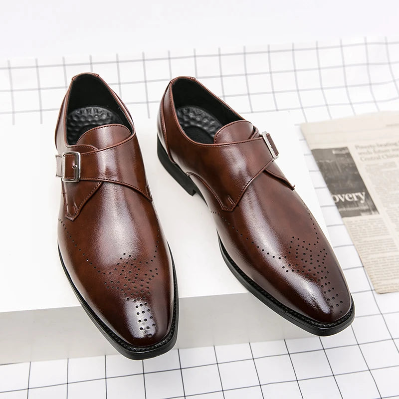 Adam | Men’s Monk Strap Brogue Wingtip Dress Shoes