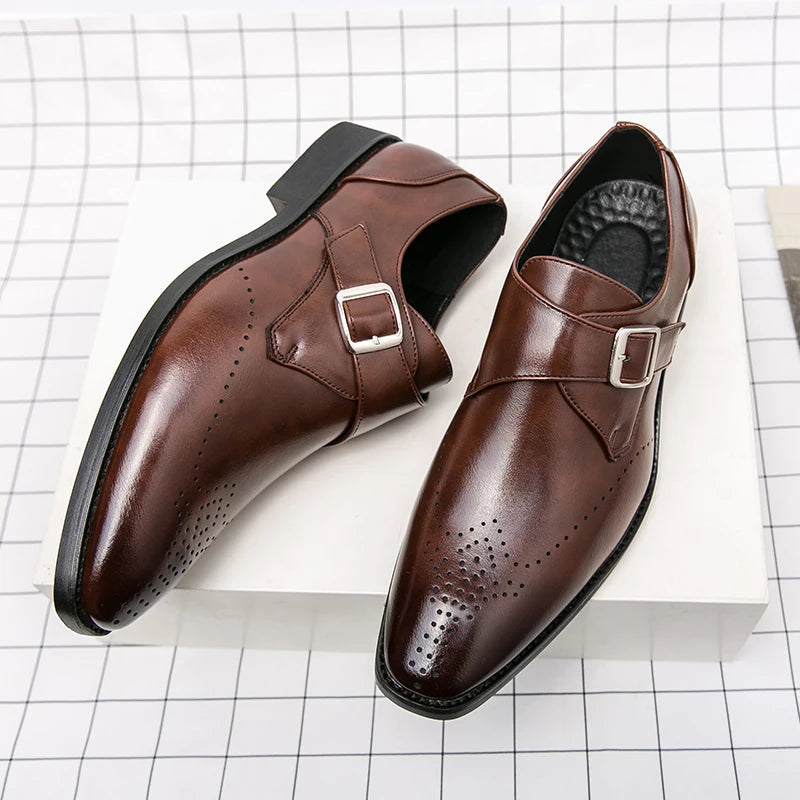 Adam | Men’s Monk Strap Brogue Wingtip Dress Shoes