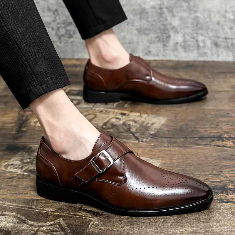 Adam | Men’s Monk Strap Brogue Wingtip Dress Shoes