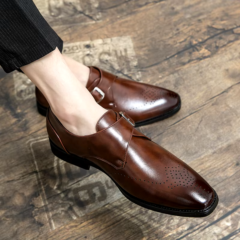 Adam | Men’s Monk Strap Brogue Wingtip Dress Shoes