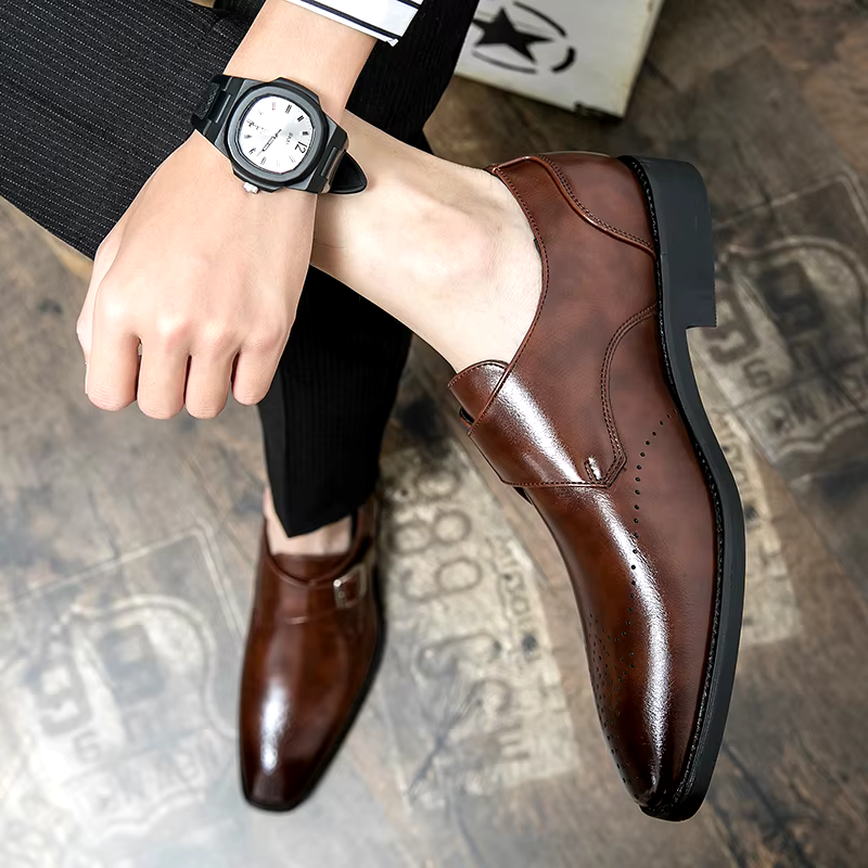 Adam | Men’s Monk Strap Brogue Wingtip Dress Shoes