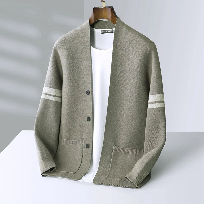Adan | Men’s Striped Sleeve Knit Cardigan