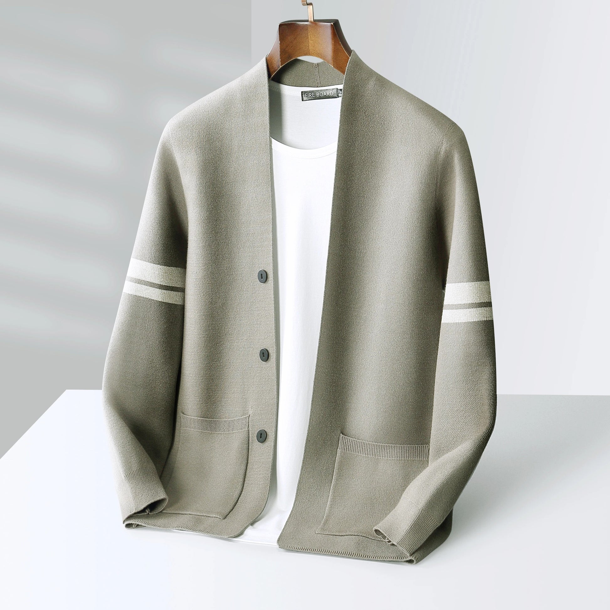 Adan | Men’s Striped Sleeve Knit Cardigan