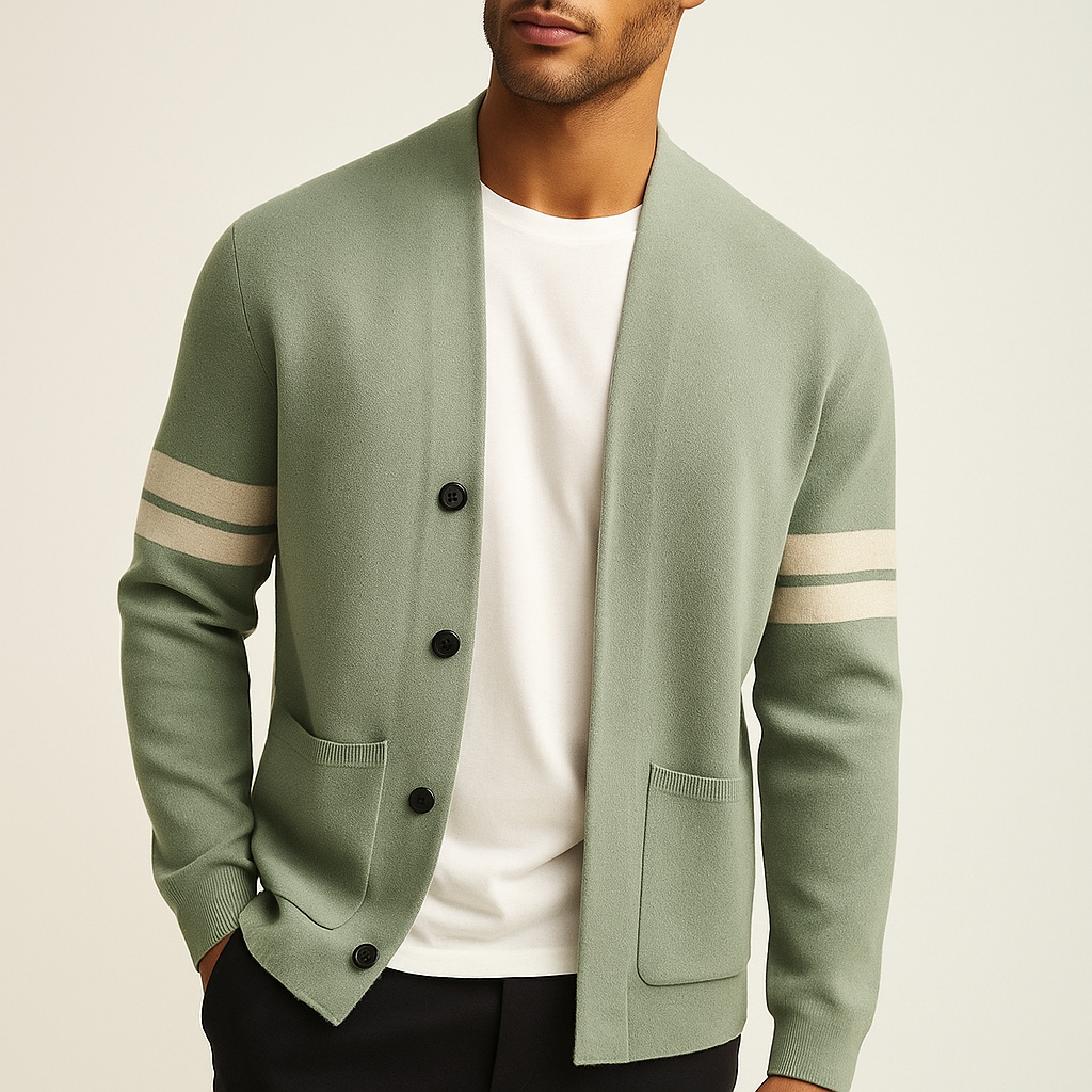 Adan | Men’s Striped Sleeve Knit Cardigan