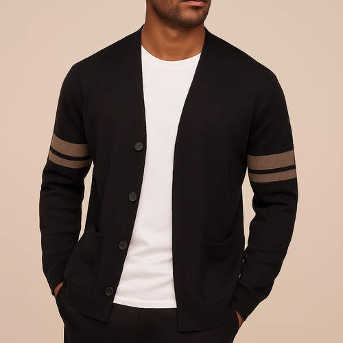 Adan | Men’s Striped Sleeve Knit Cardigan
