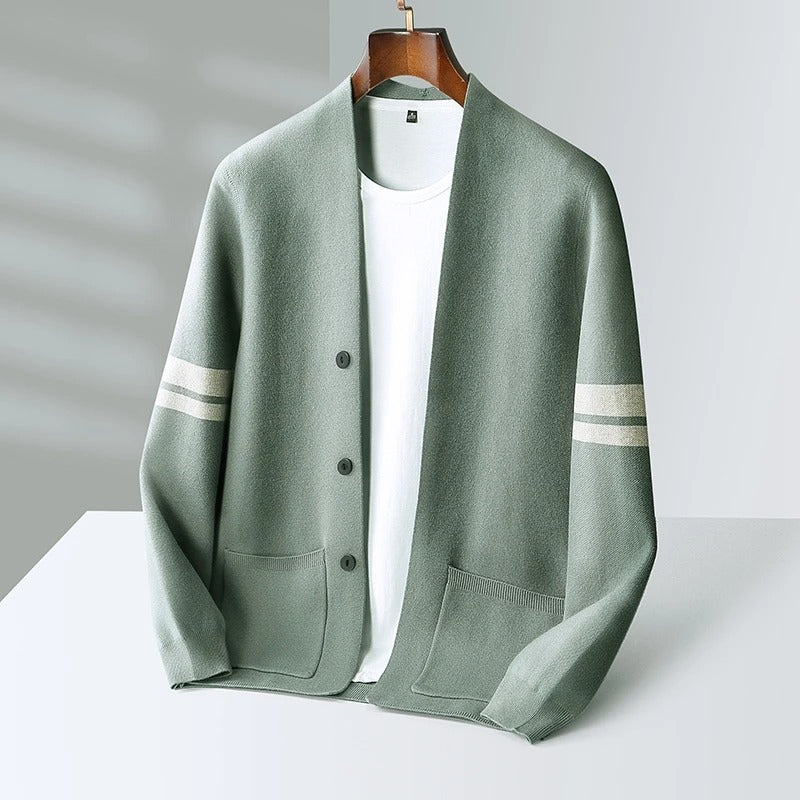 Adan | Men’s Striped Sleeve Knit Cardigan