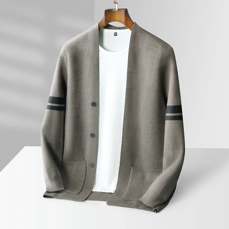 Adan | Men’s Striped Sleeve Knit Cardigan