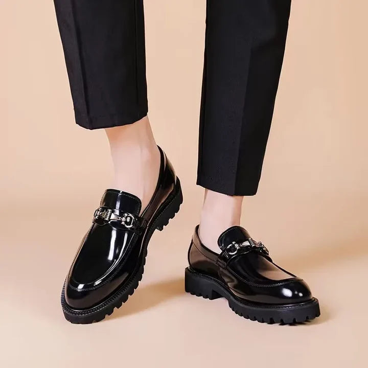 Adaora | Men’s Buckle Detail Round Toe Slip On Dress Loafers