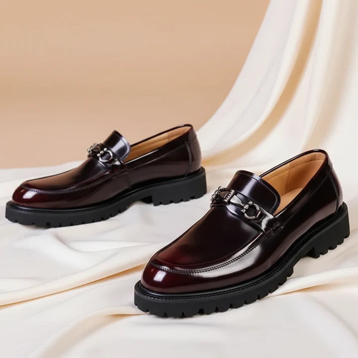 Adaora | Men’s Buckle Detail Round Toe Slip On Dress Loafers