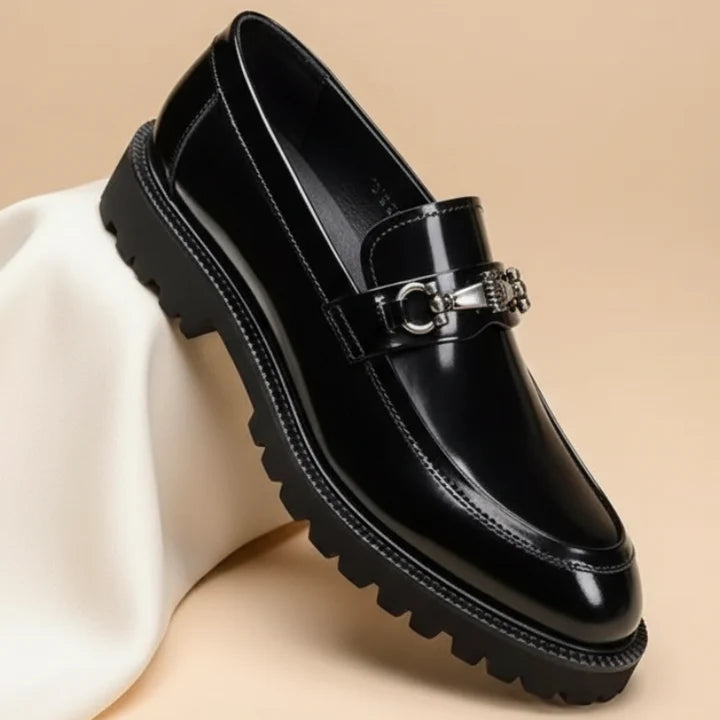 Adaora | Men’s Buckle Detail Round Toe Slip On Dress Loafers