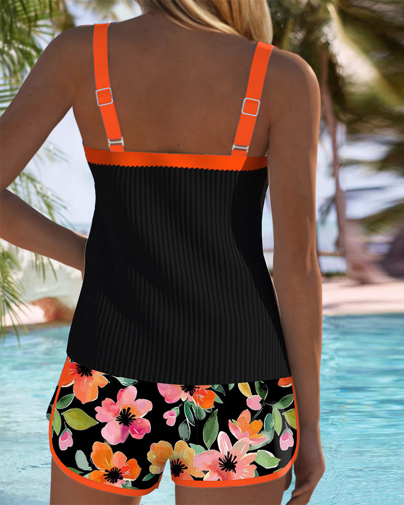 Bree | Women’s Scoop Neck Floral Print Two Piece Swimsuit