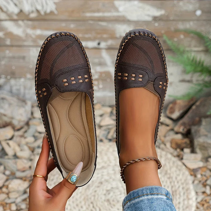 Addie | Women’s Round Toe Slip On Summer Flats