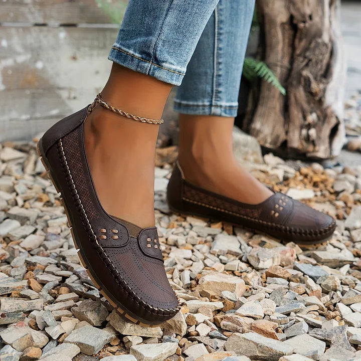 Addie | Women’s Round Toe Slip On Summer Flats