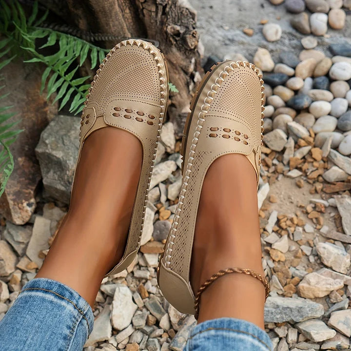Addie | Women’s Round Toe Slip On Summer Flats