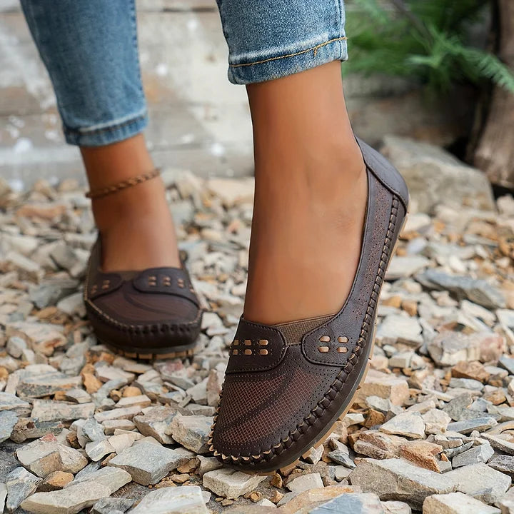 Addie | Women’s Round Toe Slip On Summer Flats