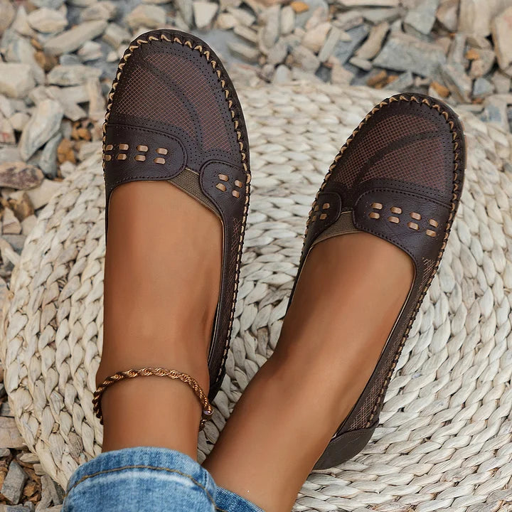 Addie | Women’s Round Toe Slip On Summer Flats