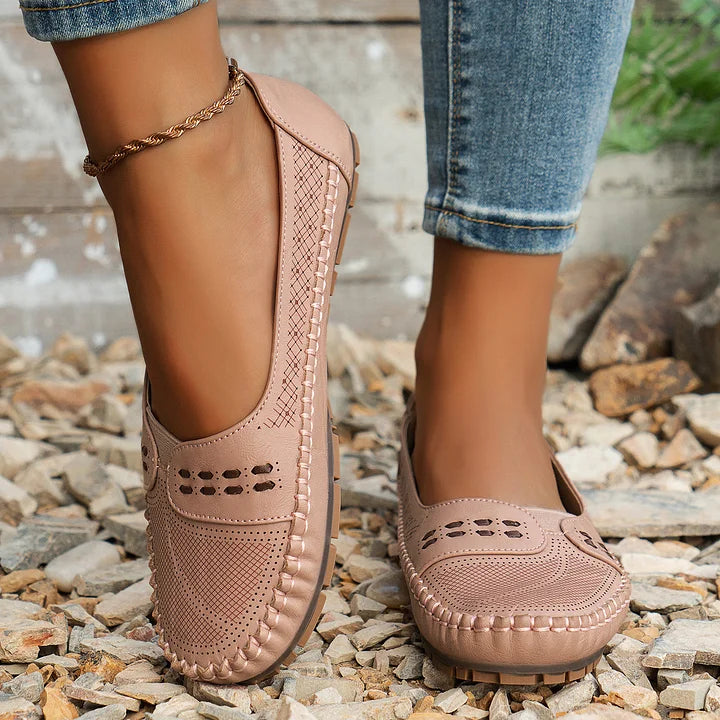 Addie | Women’s Round Toe Slip On Summer Flats