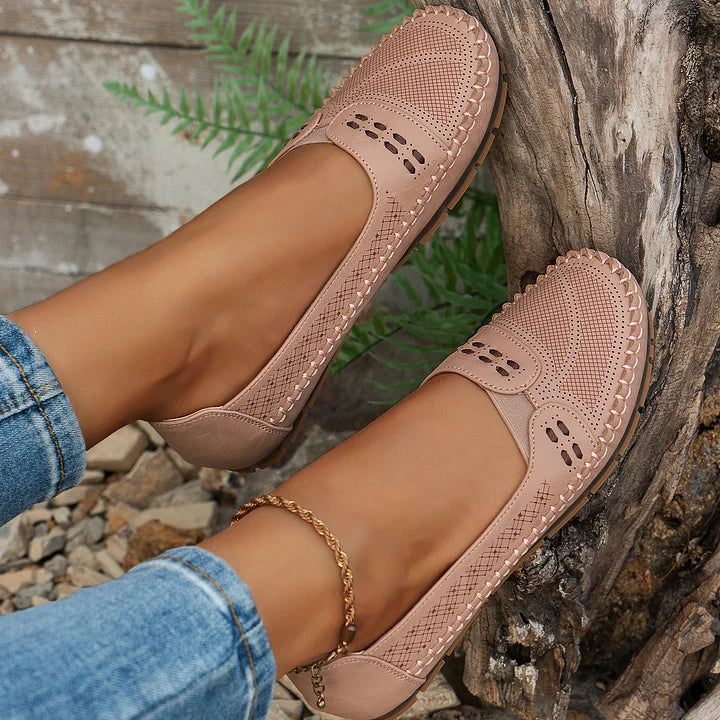 Addie | Women’s Round Toe Slip On Summer Flats