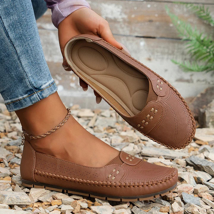 Addie | Women’s Round Toe Slip On Summer Flats