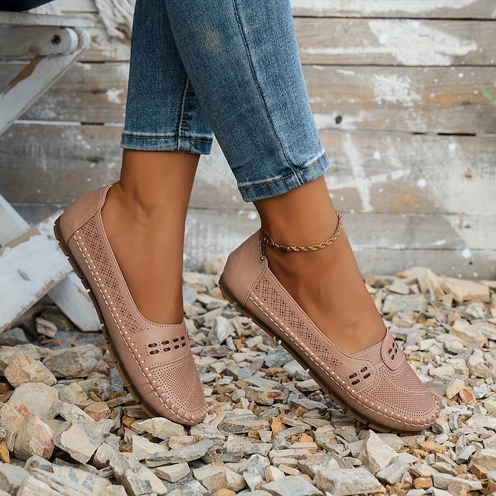 Addie | Women’s Round Toe Slip On Summer Flats