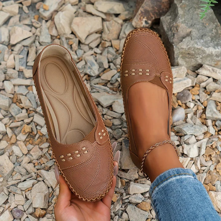 Addie | Women’s Round Toe Slip On Summer Flats