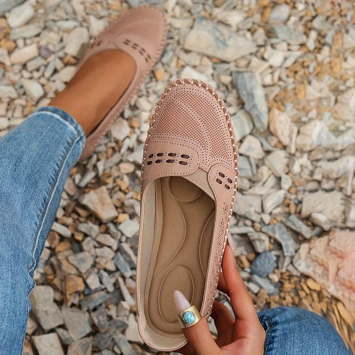 Addie | Women’s Round Toe Slip On Summer Flats