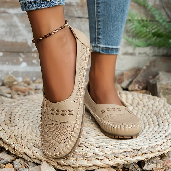 Addie | Women’s Round Toe Slip On Summer Flats