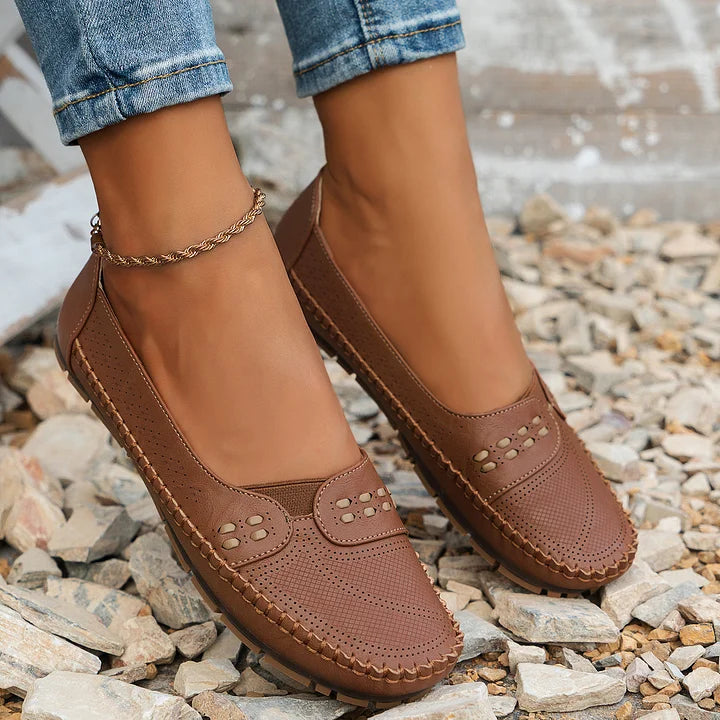 Addie | Women’s Round Toe Slip On Summer Flats