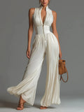 Addyson | Women’s Wide Leg Halter Neck Zip Up Jumpsuit