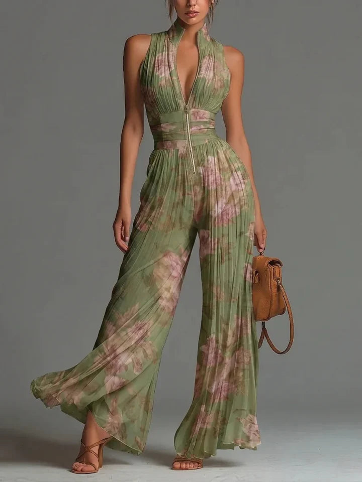 Addyson | Women’s Wide Leg Halter Neck Zip Up Jumpsuit