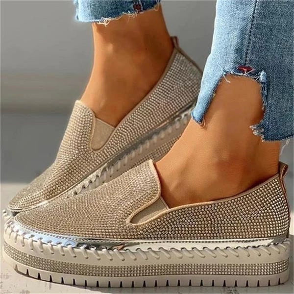 Adela | Women’s Rhinestone Platform Round Toe Slip On Shoes
