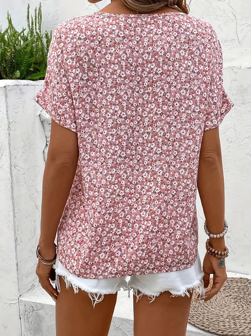 Adelaide | Women’s Notch Neck Floral Print Summer Top
