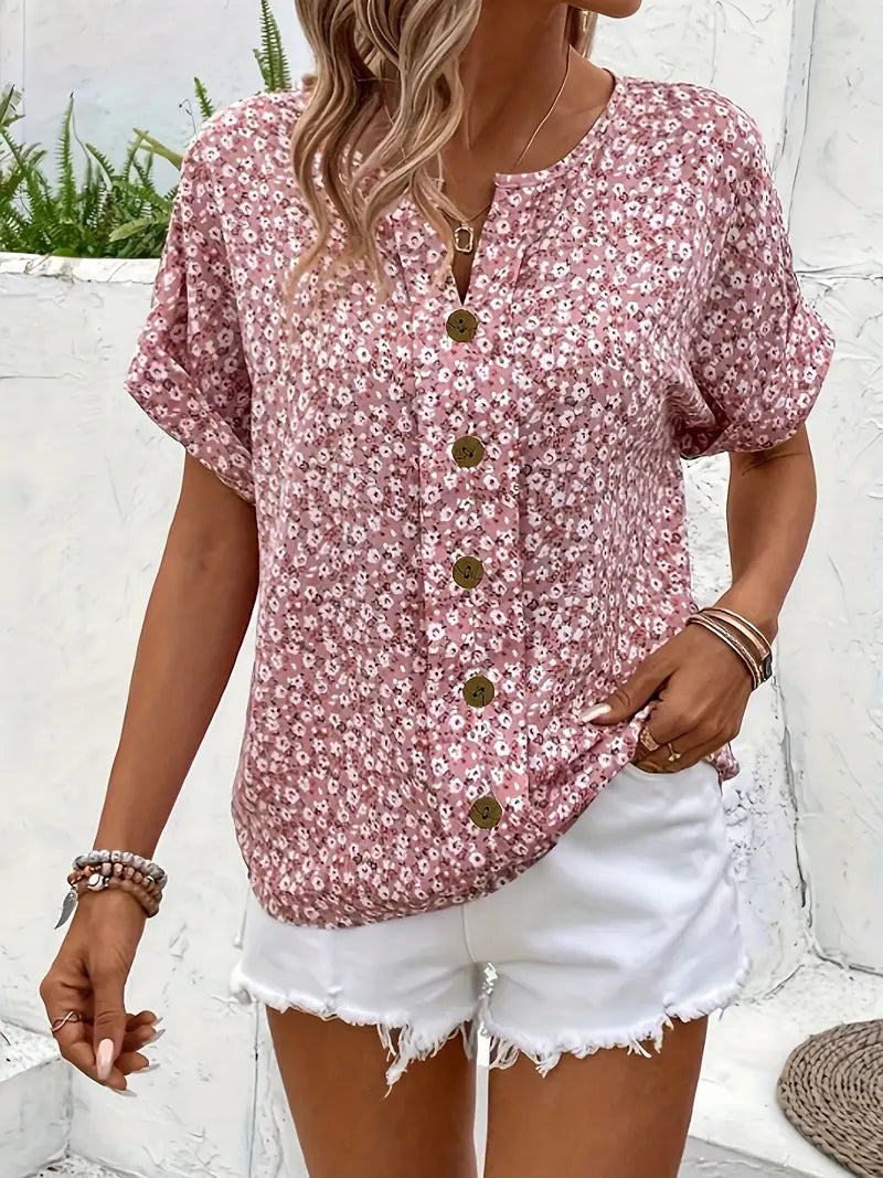 Adelaide | Women’s Notch Neck Floral Print Summer Top