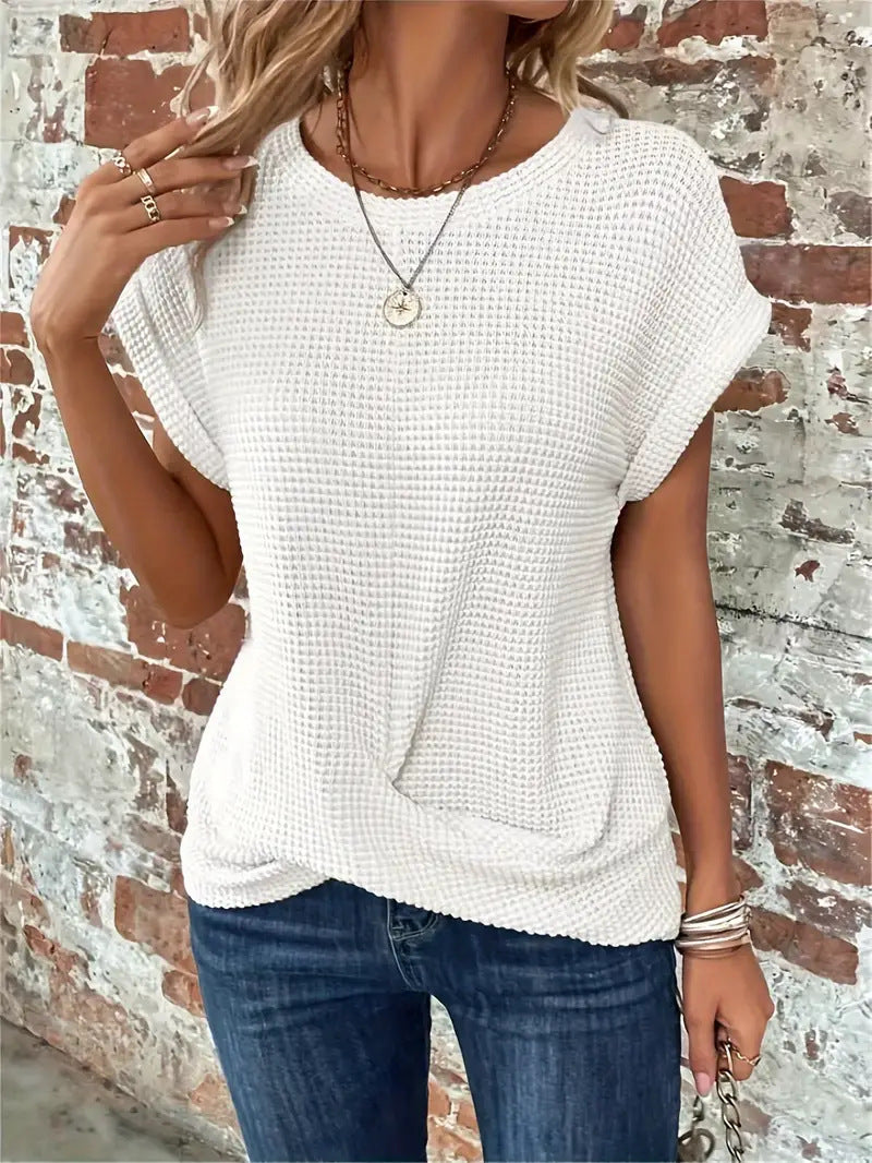 Adelynn | Women's Waffle Short Sleeve Crew Neck Summer T Shirt