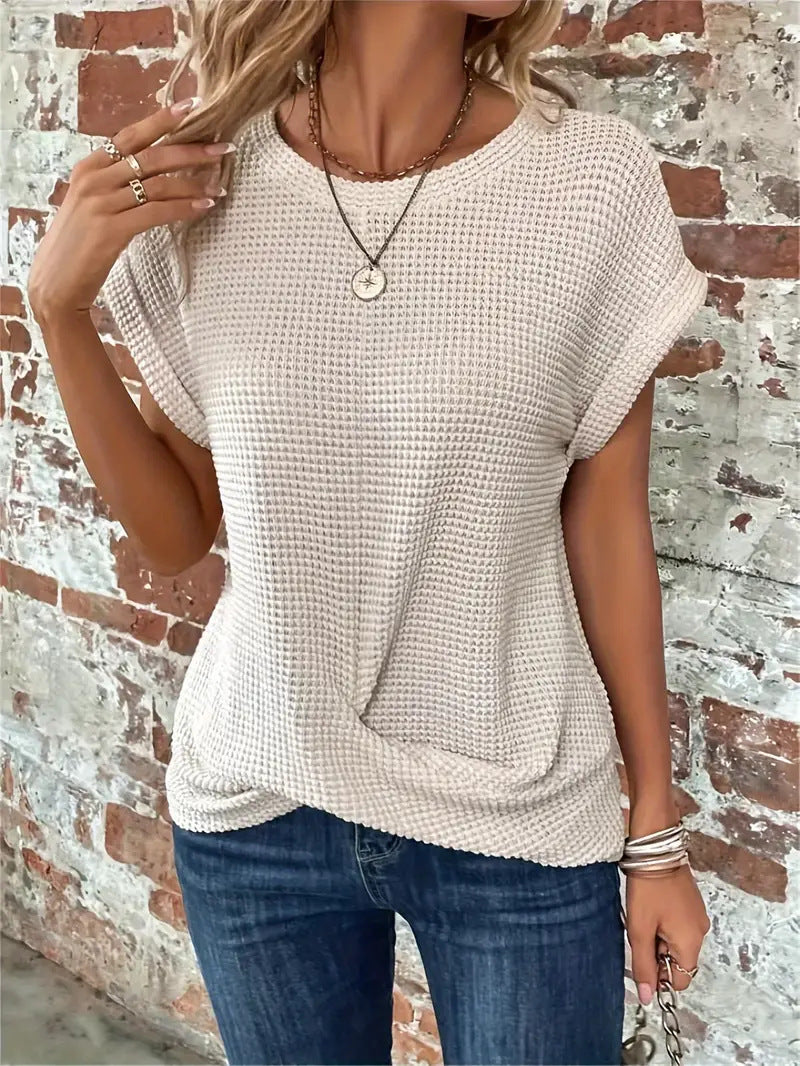 Adelynn | Women's Waffle Short Sleeve Crew Neck Summer T Shirt