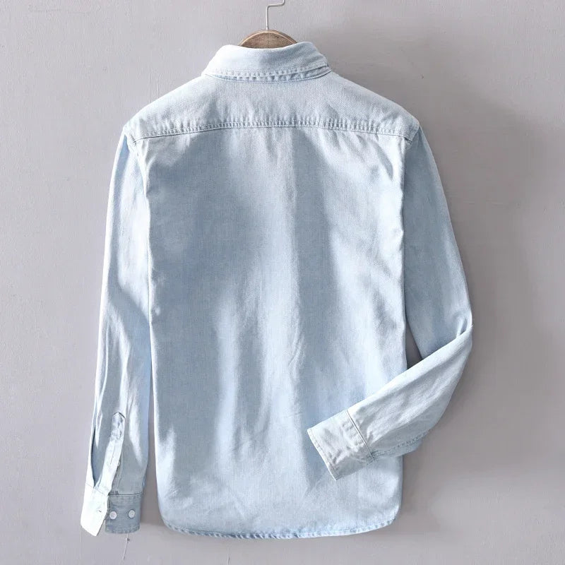 Adler | Men’s Collared Button Front Long Sleeve Demin Shirt
