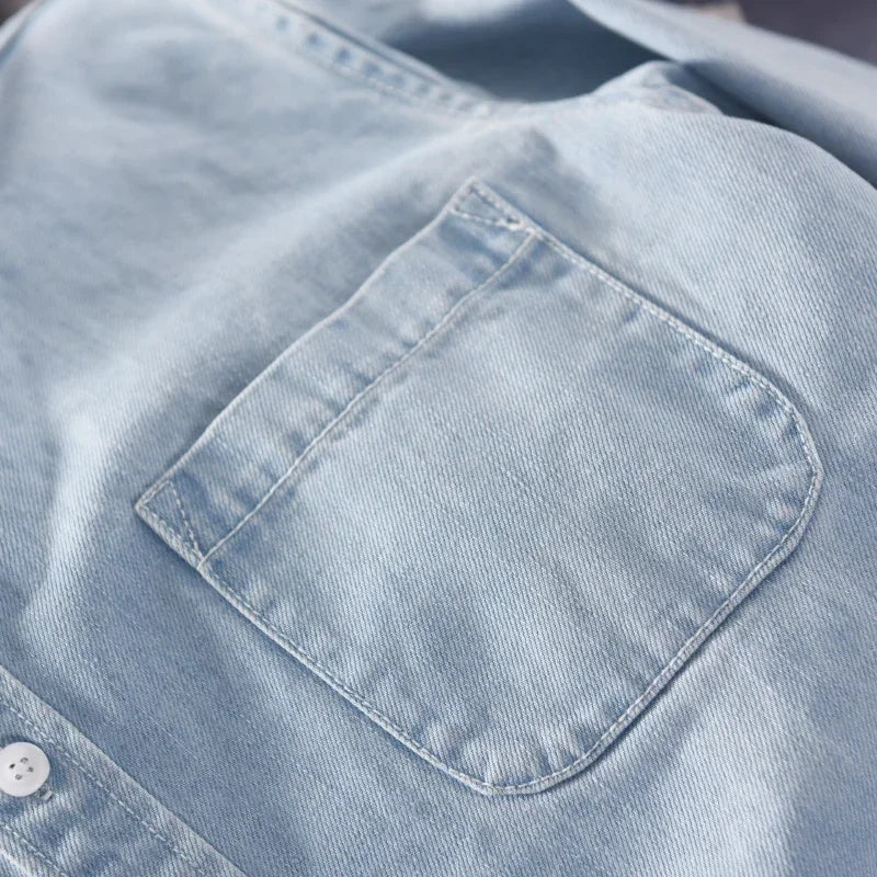Adler | Men’s Collared Button Front Long Sleeve Demin Shirt