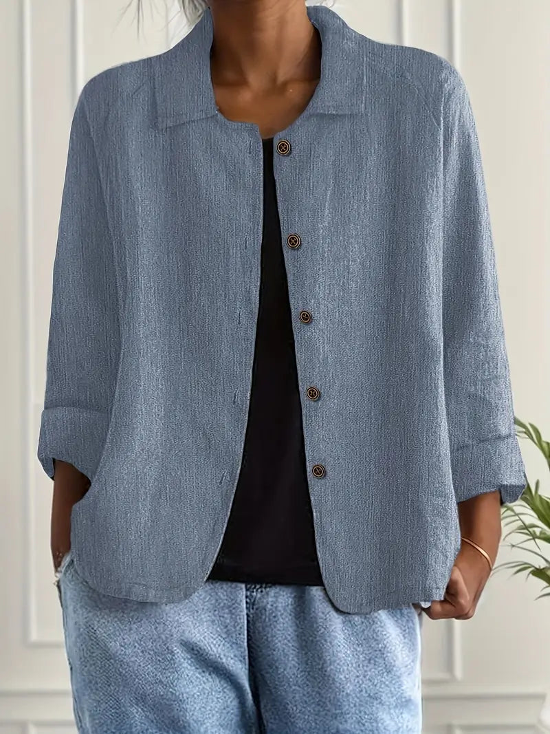 Adonia | Women's Button Front Long Sleeve Collared Jacket