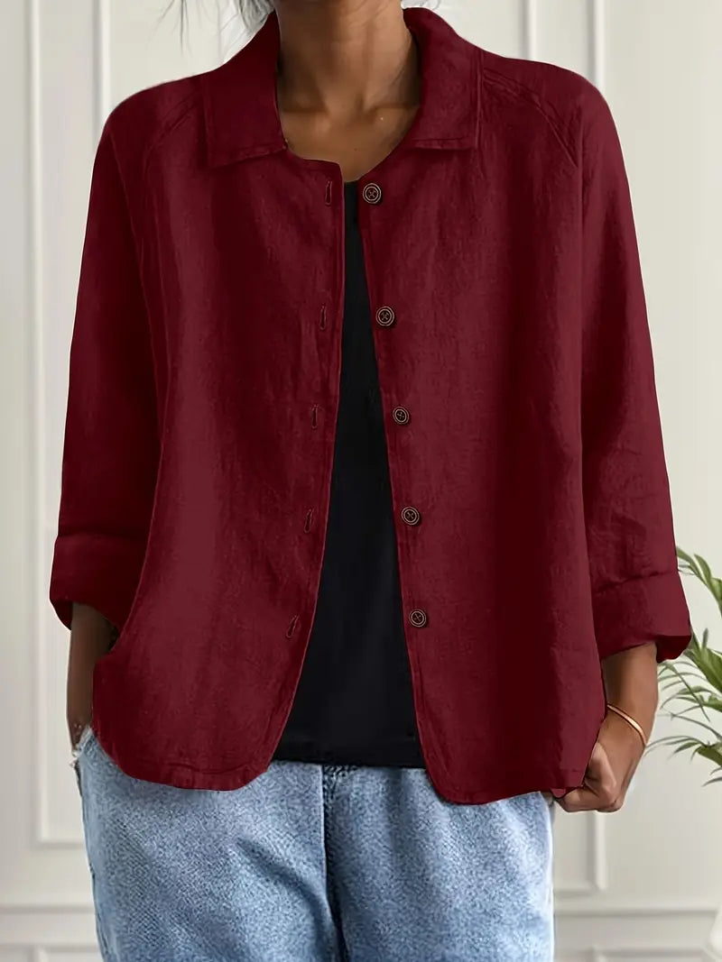 Adonia | Women's Button Front Long Sleeve Collared Jacket
