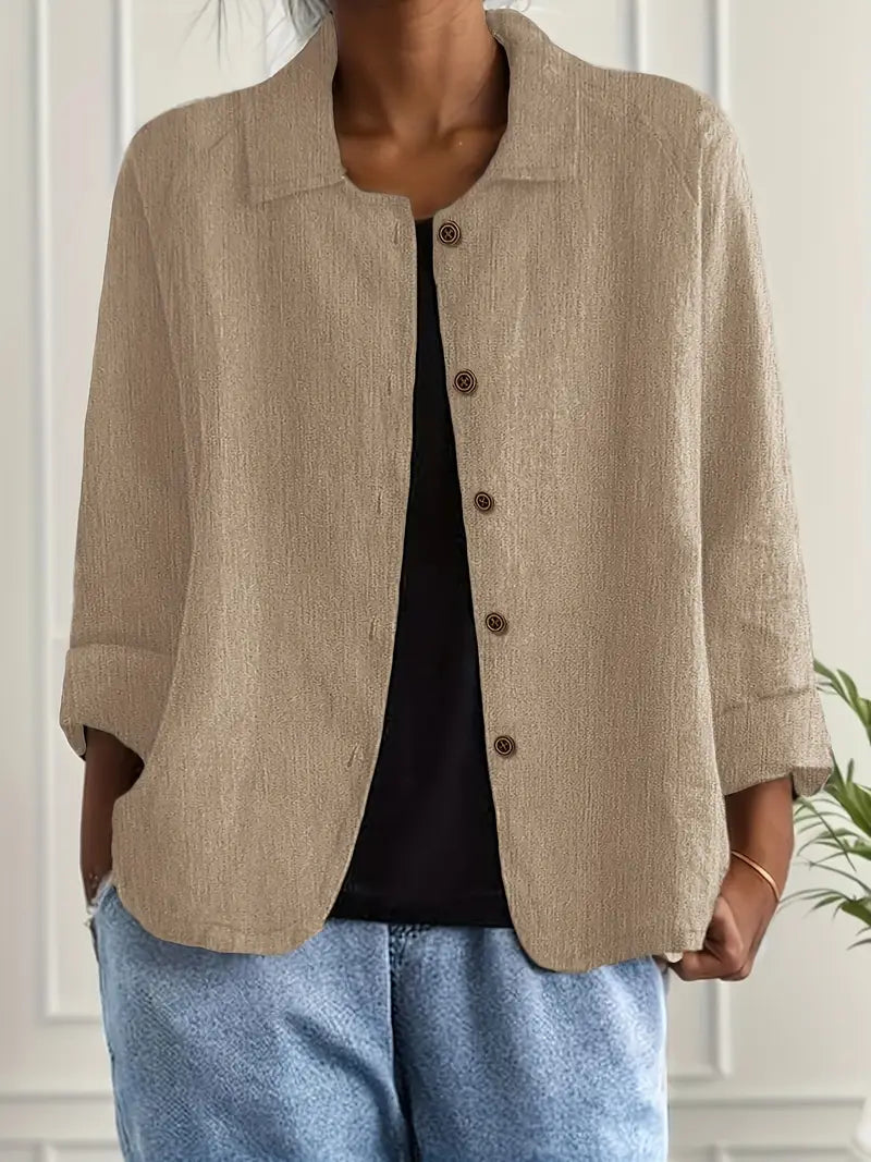 Adonia | Women's Button Front Long Sleeve Collared Jacket