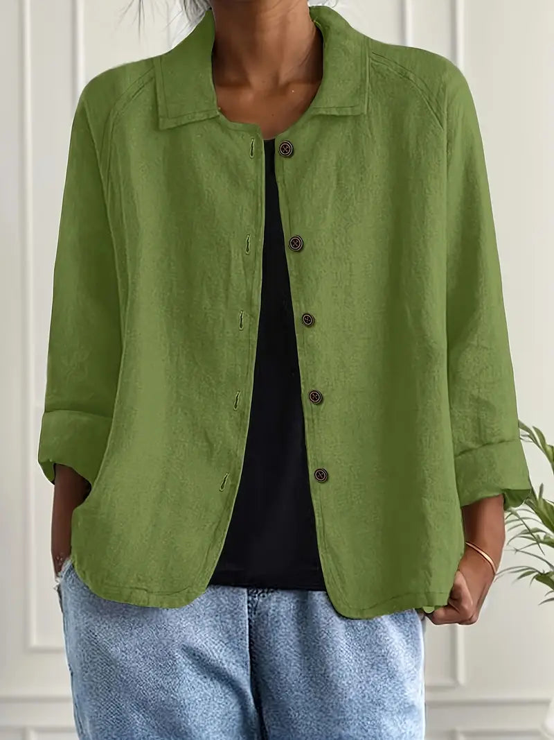 Adonia | Women's Button Front Long Sleeve Collared Jacket