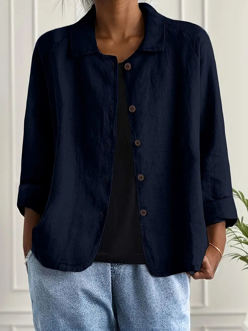 Adonia | Women's Button Front Long Sleeve Collared Jacket