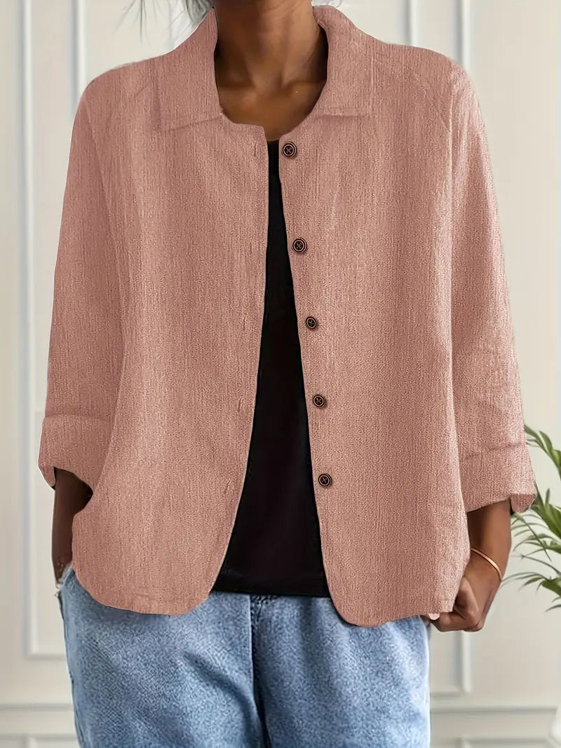 Adonia | Women's Button Front Long Sleeve Collared Jacket