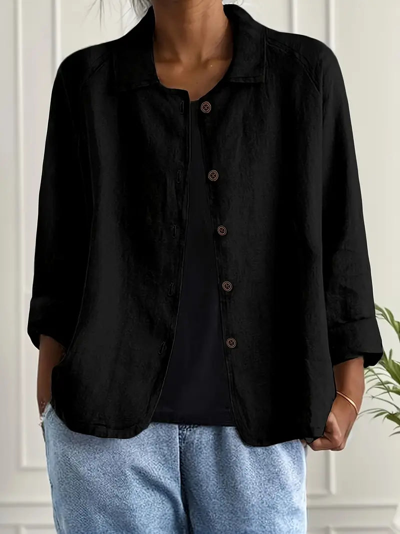 Adonia | Women's Button Front Long Sleeve Collared Jacket